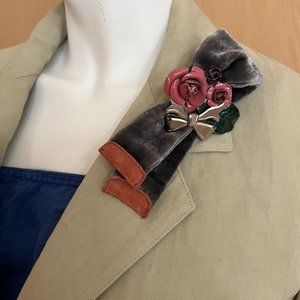 Flawless Vintage MIU MIU Velvet Silk Enamel Brooch Pin